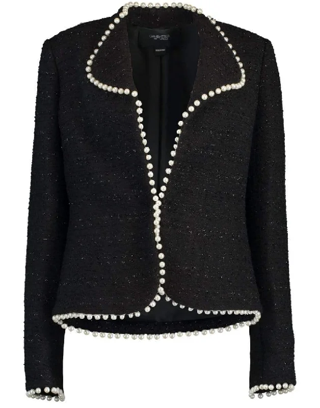 Black Long Sleeve Tweed Blazer