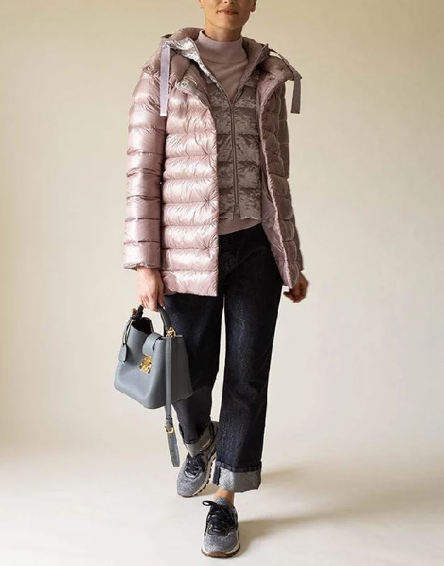 Blush Hilo Velvet Hood Nylon Jacket