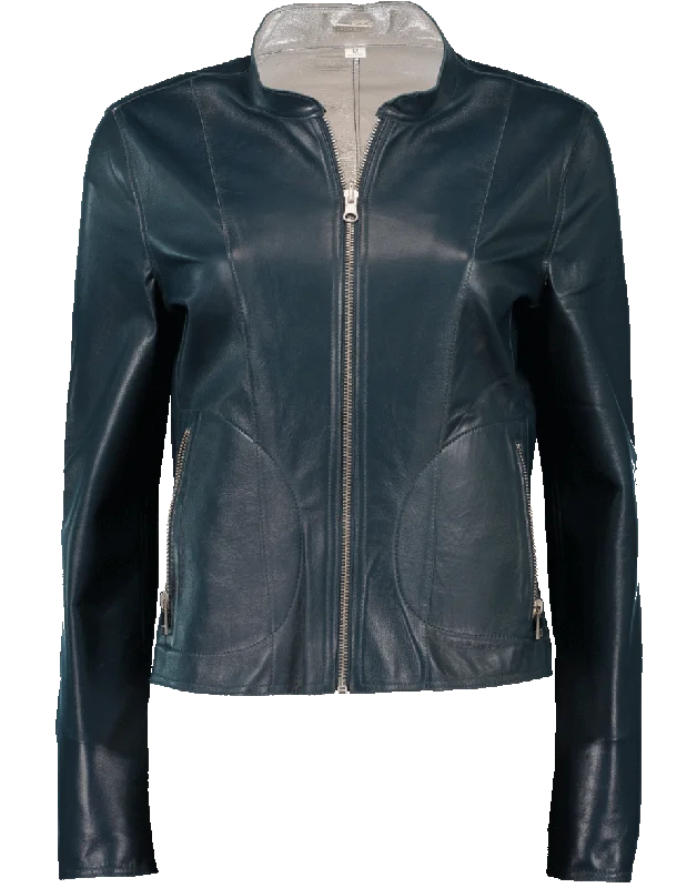 Chapin Leather Reverse Bomber Jacket