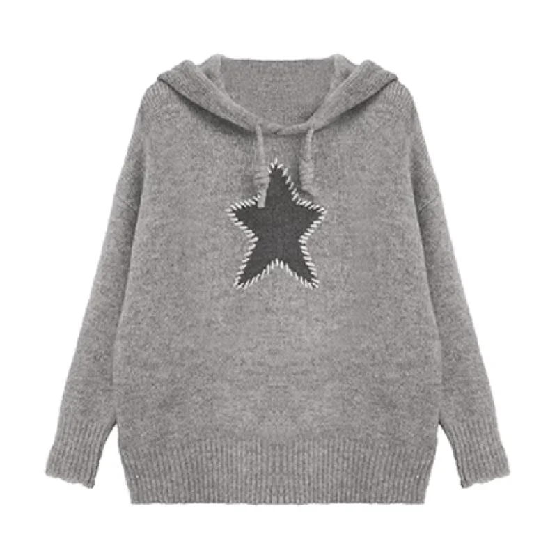 Women's Solid Star Hooded Sweater