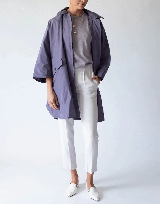 Eggplant Water Resistant Taffeta Hooded Poncho