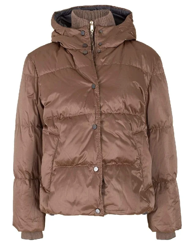 Hooded Padded Ribbed Jacket