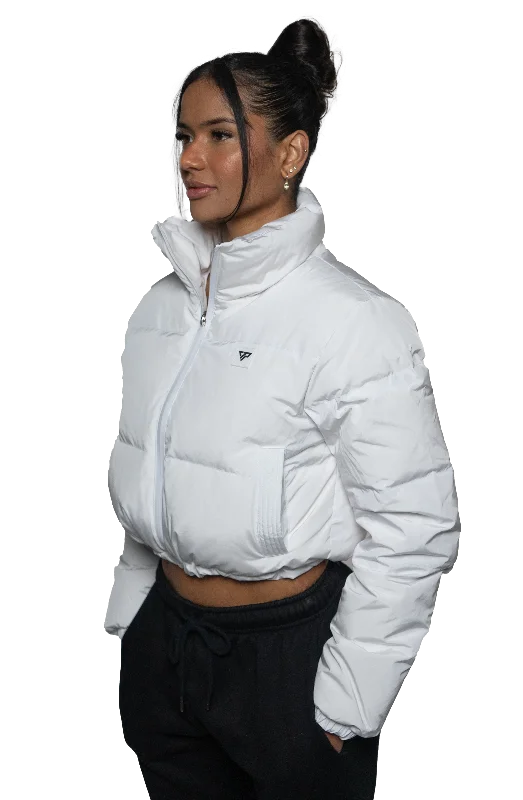 Horizon Cropped Puffer Jacket - White