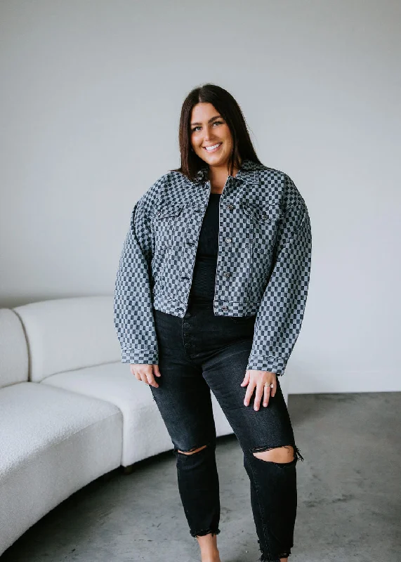 Laken Checkered Denim Jacket