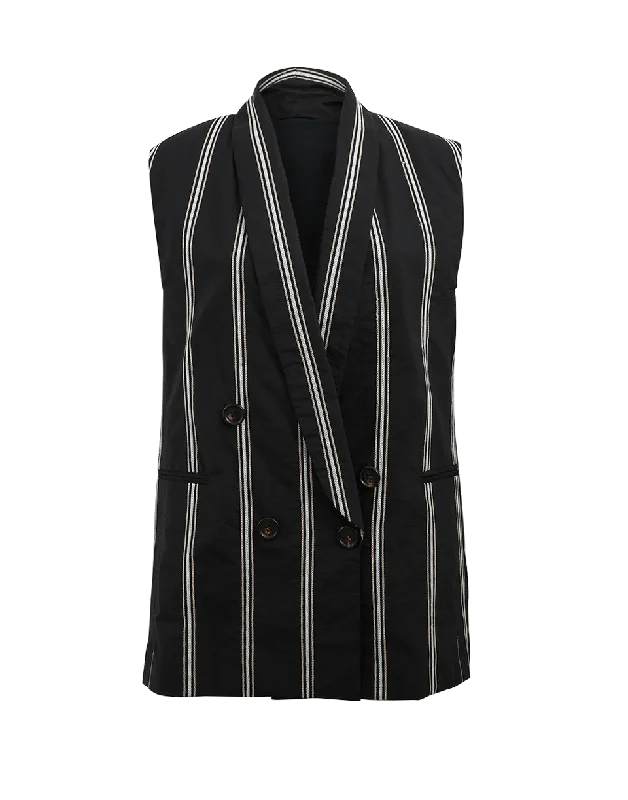 Striped Single Button Vest