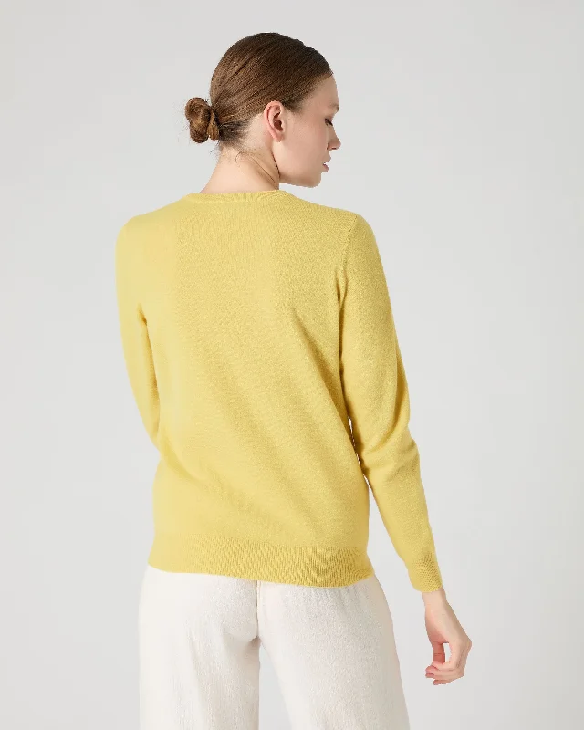 Women's Evie Classic Round Neck Cashmere Sweater Citrine Yellow