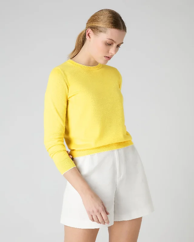 Women's Cotton Cashmere Round Neck Sweater Sunshine Yellow