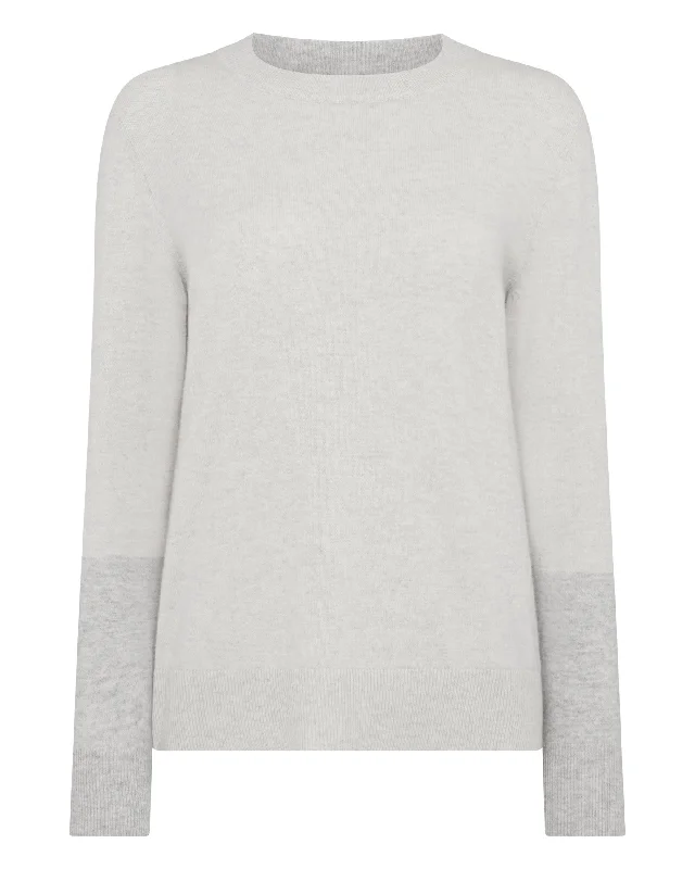 Women's Relaxed Round Neck Cashmere Sweater Pebble Grey