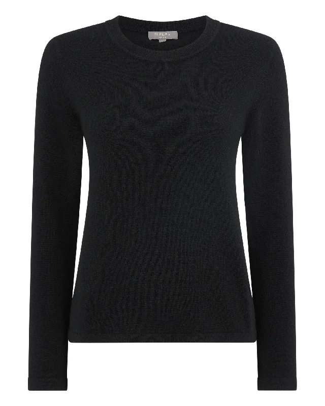 Women's Hallie Round Neck Cashmere Sweater Black