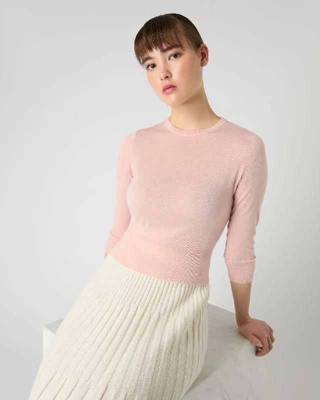 Women's Superfine Cashmere Crop Sweater Blush Pink