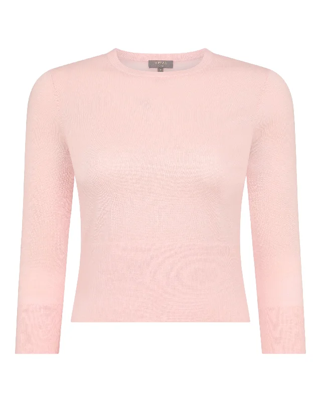 Women's Superfine Cashmere Crop Sweater Blush Pink