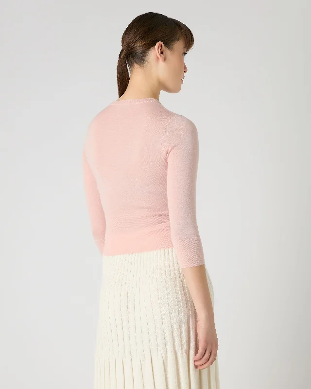 Women's Superfine Cashmere Crop Sweater Blush Pink