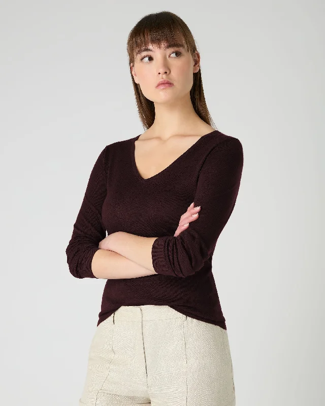 Women's Imogen Superfine Cashmere V Neck Sweater Clove Brown