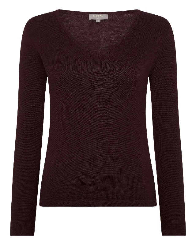 Women's Imogen Superfine Cashmere V Neck Sweater Clove Brown