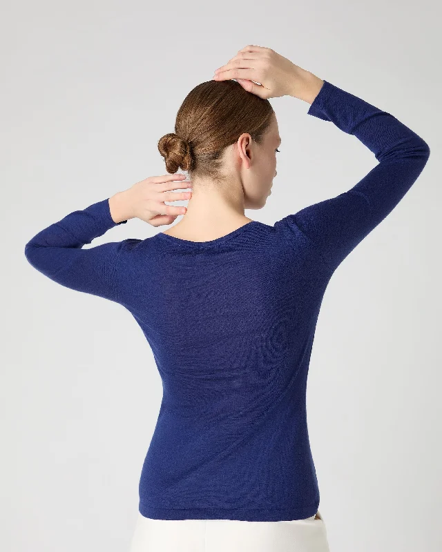 Women's Imogen Superfine Cashmere V Neck Sweater Indigo Blue