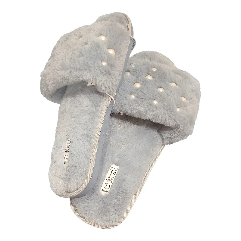 Grey Pearl Trim Slipper