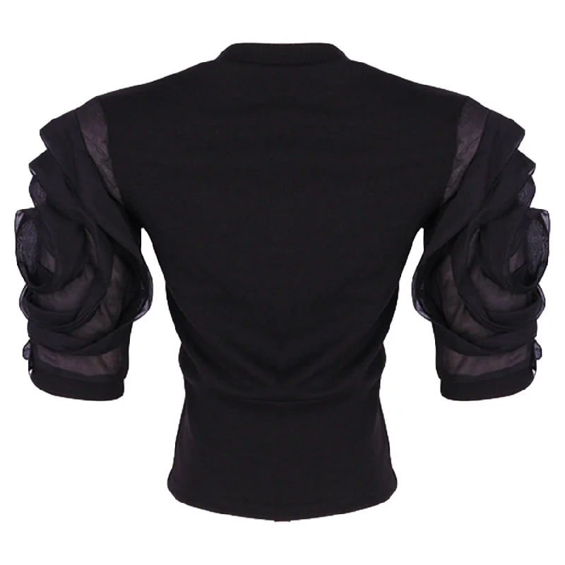 REDTAG Women's Black Formal Jersey Tops