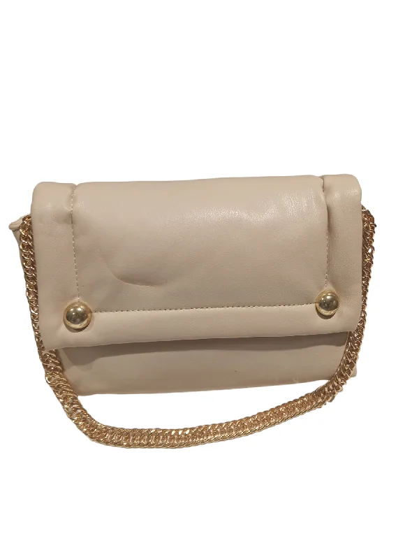 Beige Cross Body Bag With Gold Chain