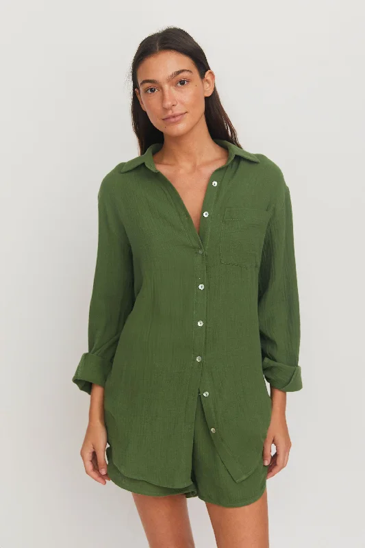 Hampton Shirt Dress // Forest (gauze)