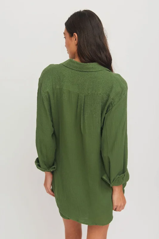 Hampton Shirt Dress // Forest (gauze)