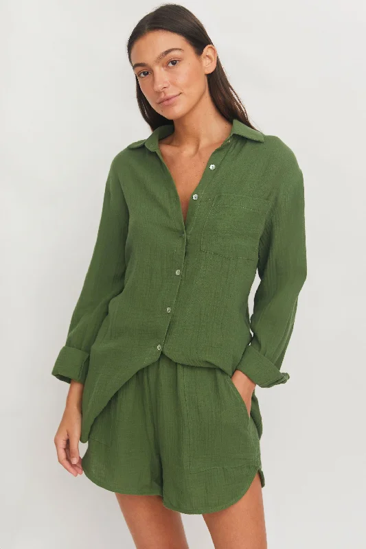 Hampton Shirt Dress // Forest (gauze)