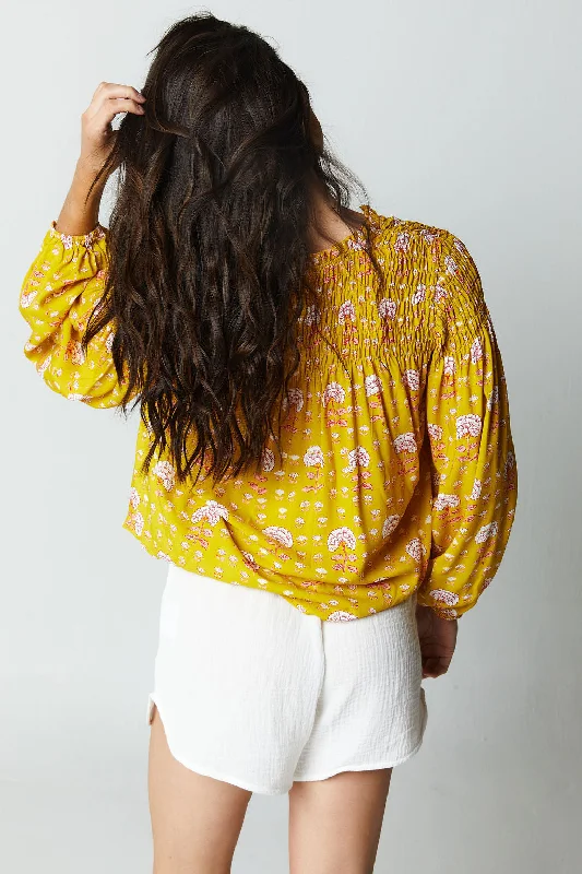 Lorelei Blouse // Olive Block Print