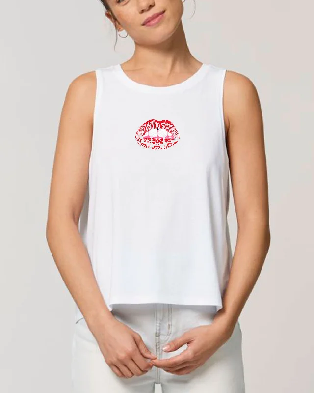 Read My Lips - White Singlet Tank