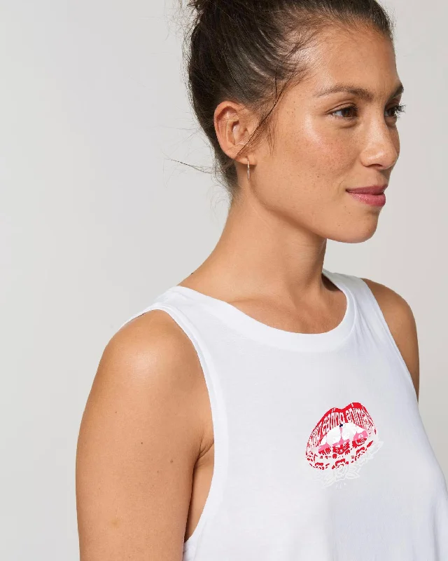 Read My Lips - White Singlet Tank