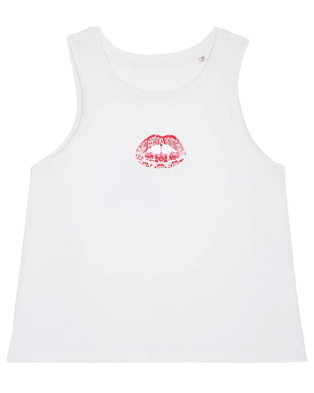 Read My Lips - White Singlet Tank