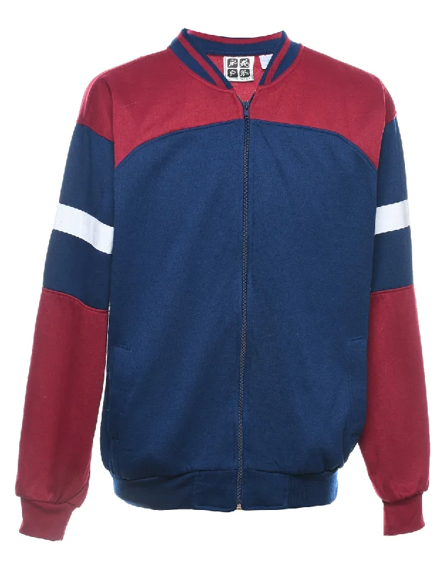 Colour Block Navy & Maroon Track Top - L