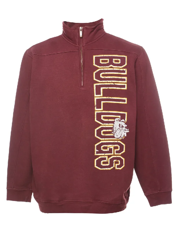 Quarter Zip Bulldogs Printed Sweatshirt - M