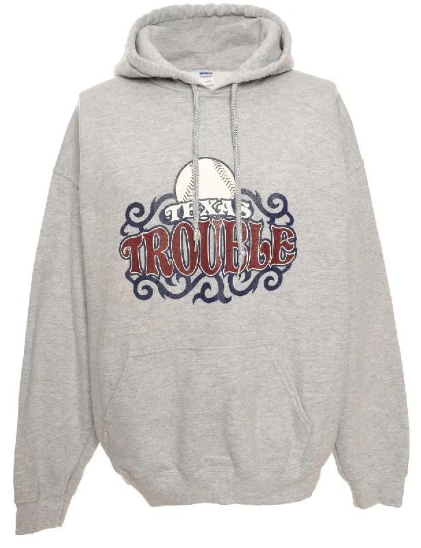 Texas Trouble Grey Hooded Sports Hoodie  - M