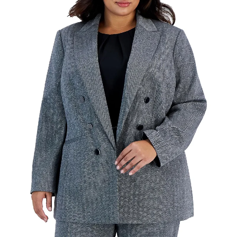 Bar III Womens Plus Shimmer Oversize Open-Front Blazer