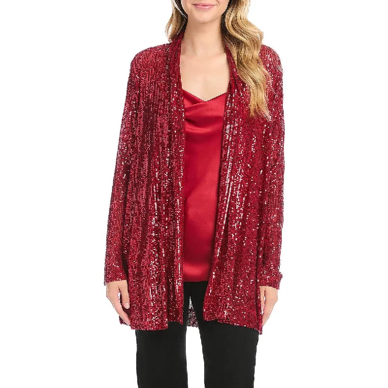 Karen Kane Womens Sequined Open Front Duster Blazer