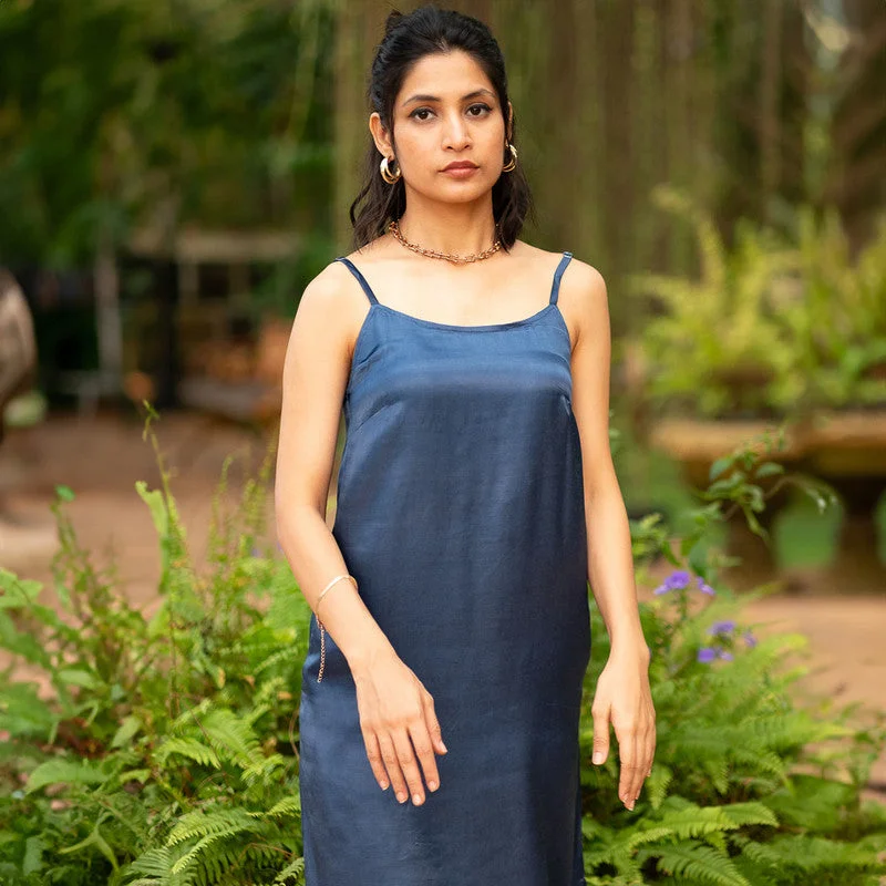 Tencel Satin Slip Dress for Women | Twilight Blue