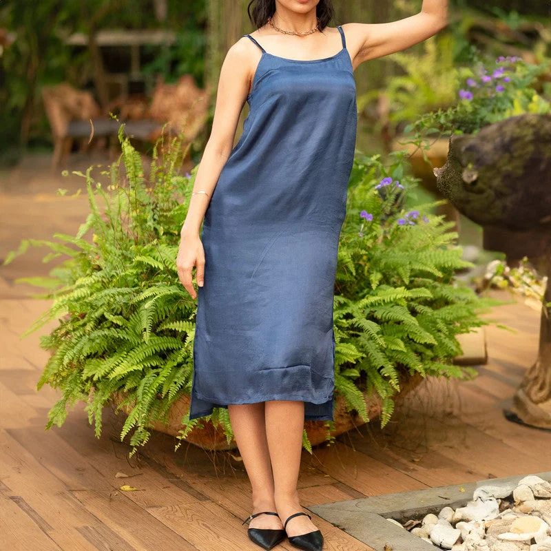 Tencel Satin Slip Dress for Women | Twilight Blue