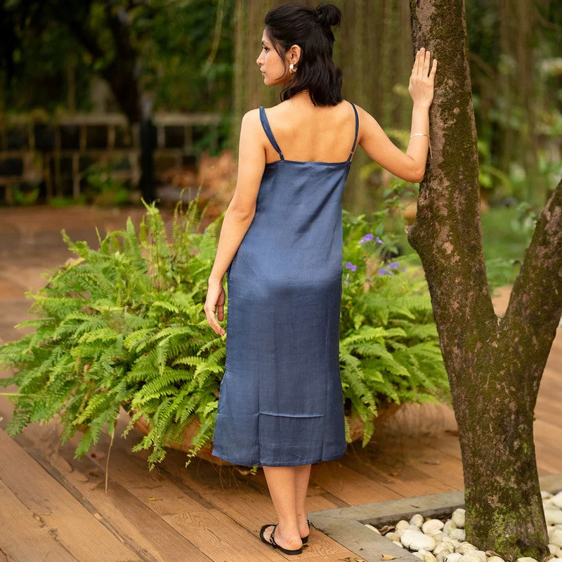 Tencel Satin Slip Dress for Women | Twilight Blue