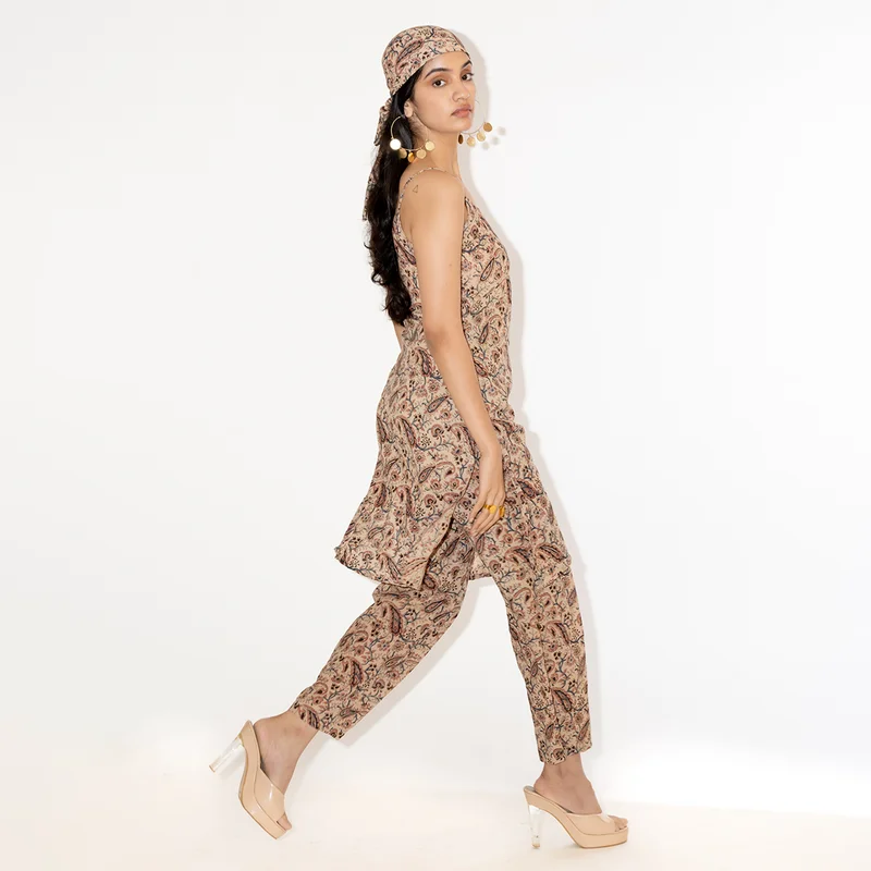 Cotton Paisley Print Co-Ord Set | Beige