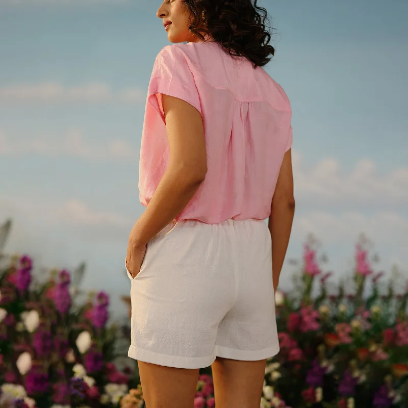 White Shorts For Women | Handwoven Cotton