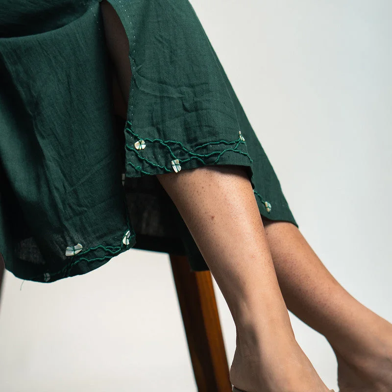 Cotton Flared Skirt | Green