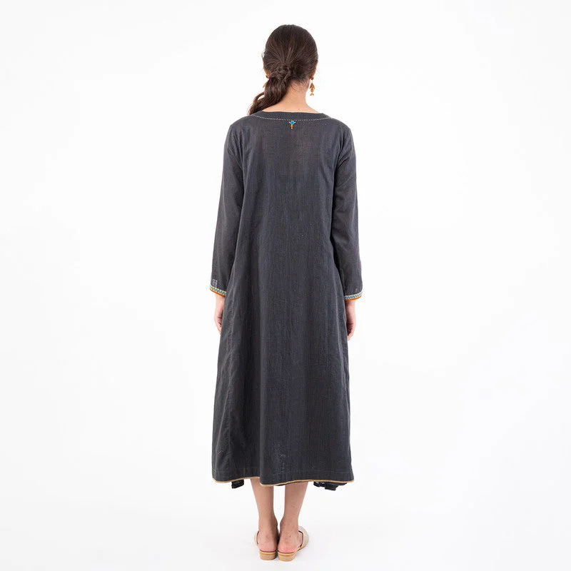 Cotton Embroidered Shrug for Women | Charcoal