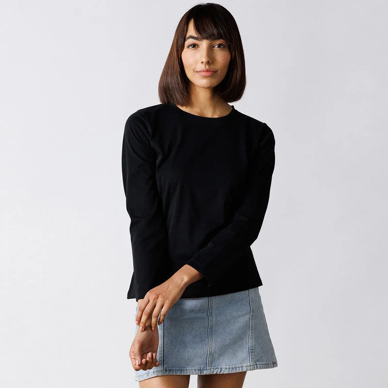 Pure Cotton Long Sleeve Top | Carbon Black