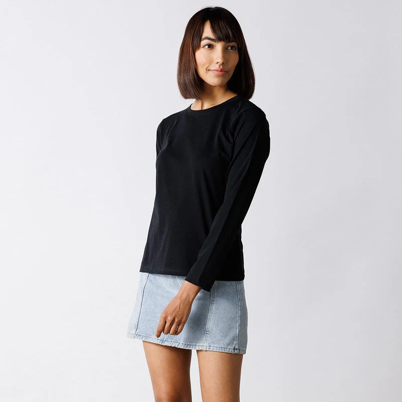 Pure Cotton Long Sleeve Top | Carbon Black