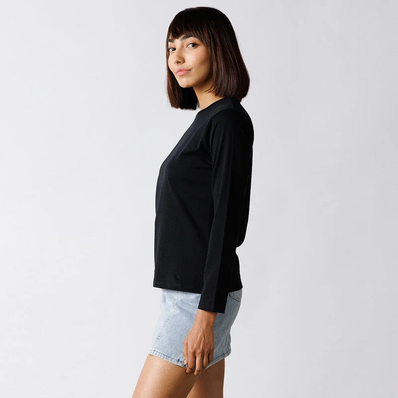 Pure Cotton Long Sleeve Top | Carbon Black