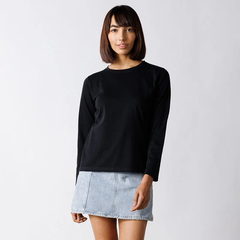 Pure Cotton Long Sleeve Top | Carbon Black