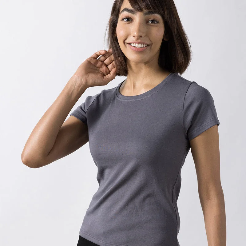 Cotton Modal Vintage Crew Top | Castle Grey