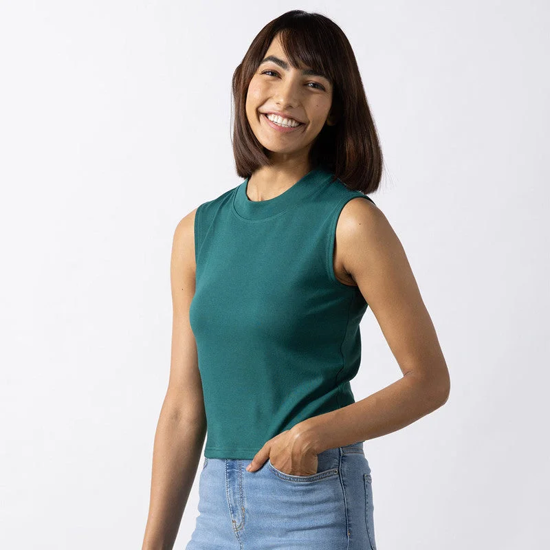 Cotton Vintage Tank Top | Marine Green