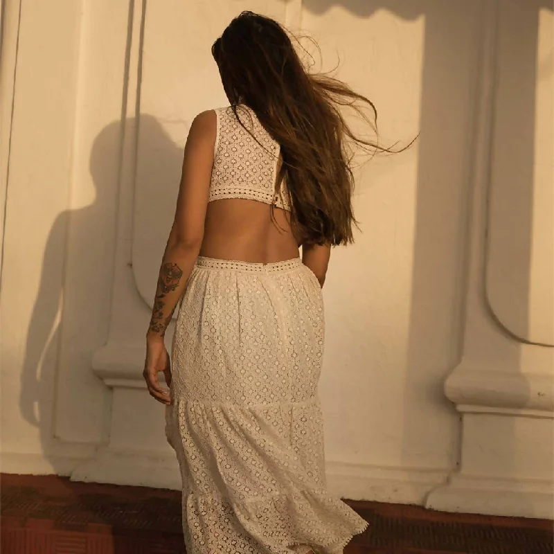 Cotton Lace Cut-Out Dress | Off White