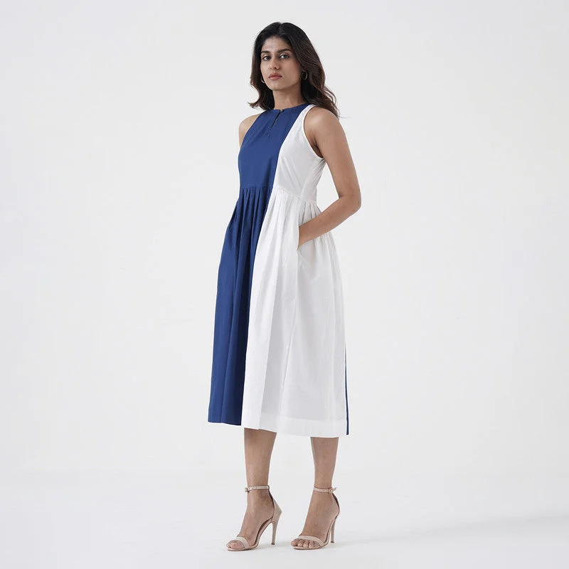 Cotton Poplin Dress for Women | Blue