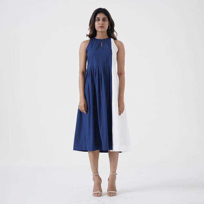 Cotton Poplin Dress for Women | Blue